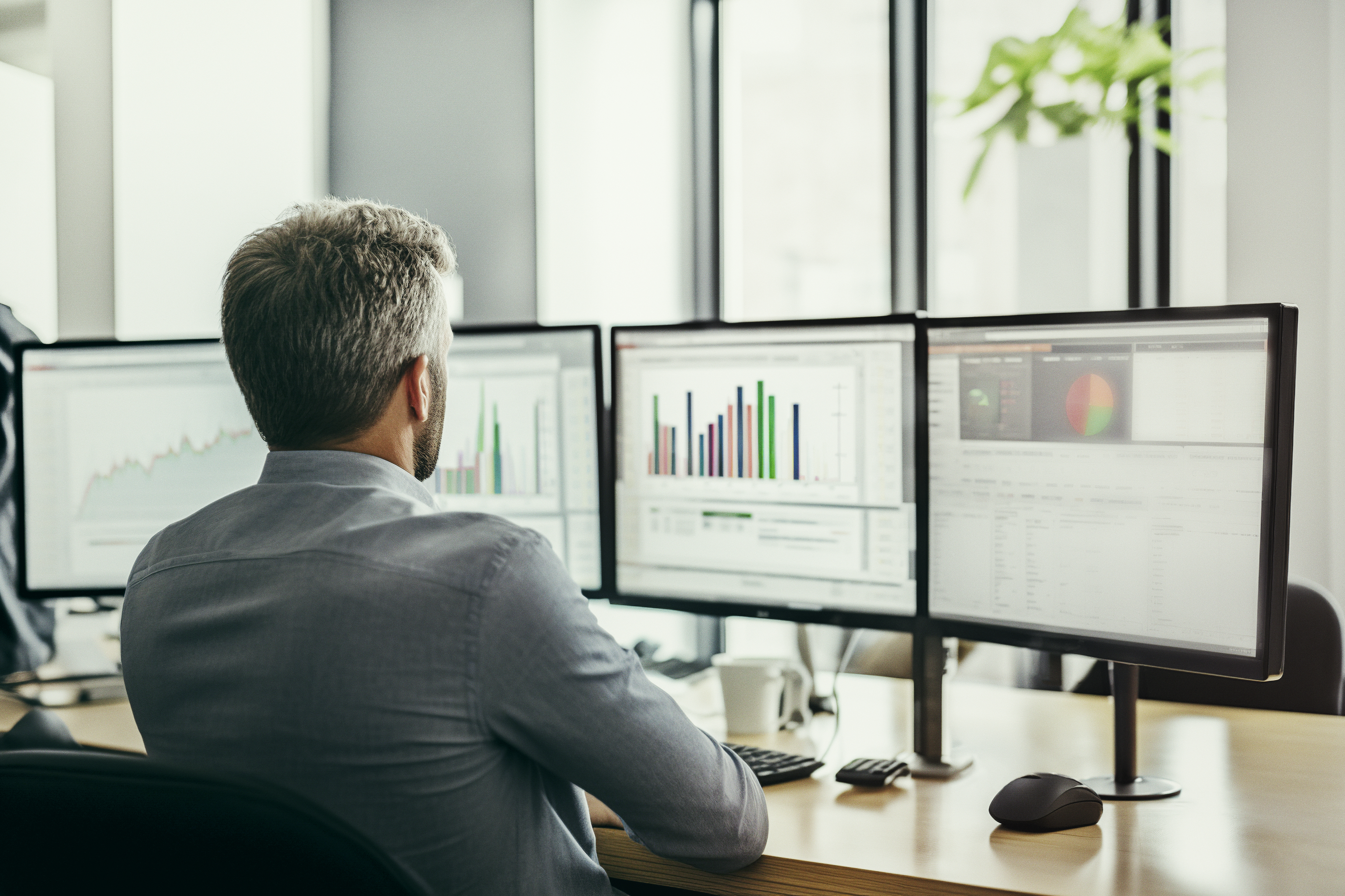 People working at desks on the computer