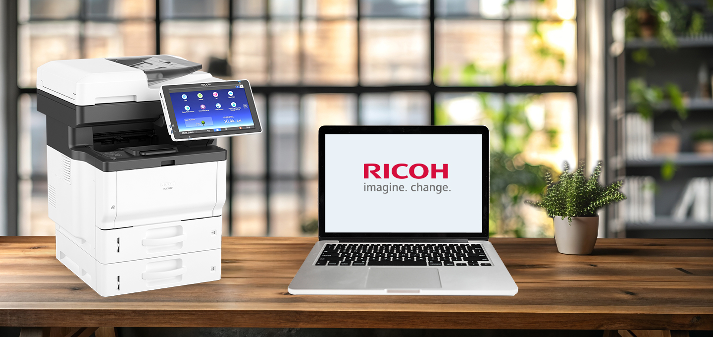 Laptop and printer on the desk