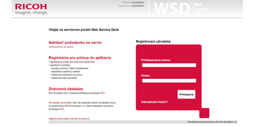 Zaregistrujte sa a využite Web Service Desk